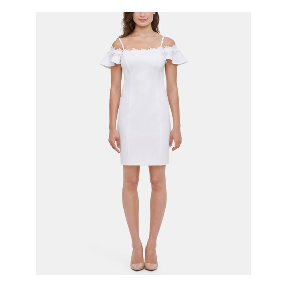 KENSIE DRESSES Womens Ivory Sleeveless Short Cocktail Body Con Dress 4